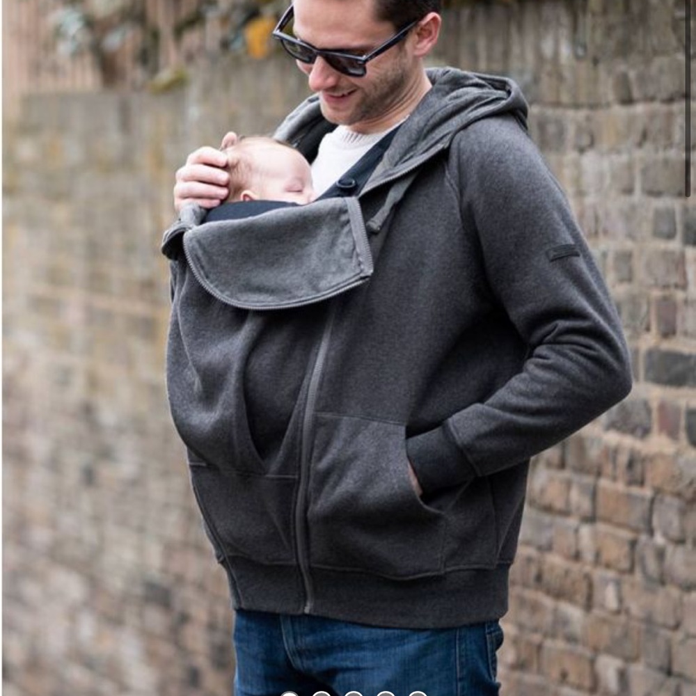Seraphine- Men’s Babywearing Hoodie with Zip Insert - Size M - Gray